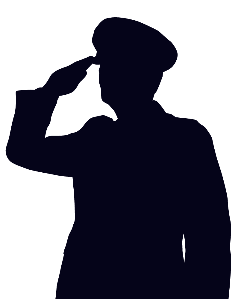 silhouette of a veteran saluting