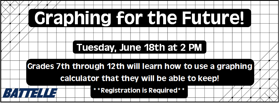 Graphing for the Future! 6/18 at 2 PM 7th grade through 12th grade registration required