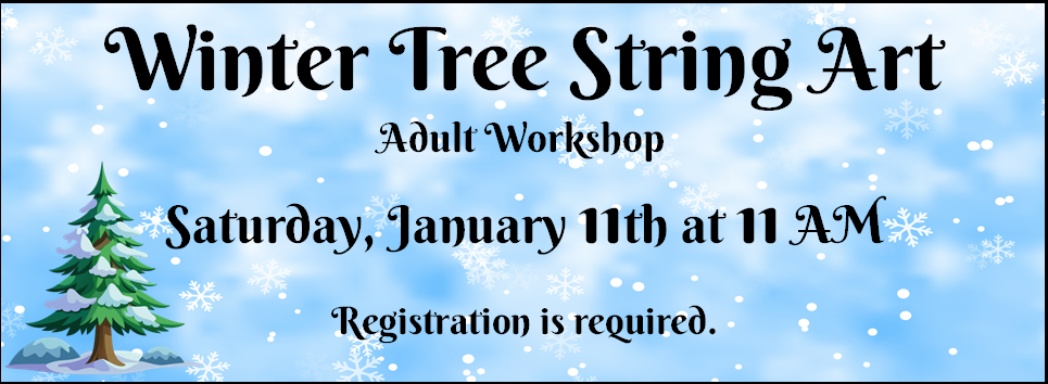 Promotion Banner with a snowy background and tree with snow on it. Details below.