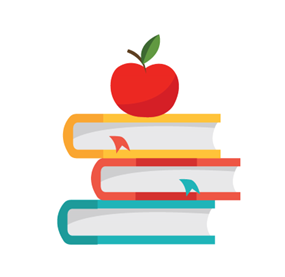 stack of three books with an apple on top
