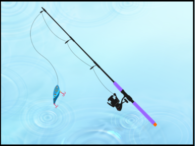 fishing pole clipart with purple handle