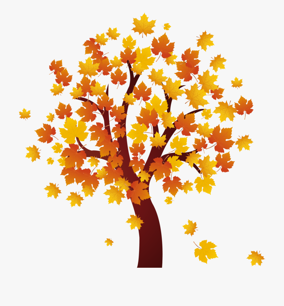 clipart of an orange and yellow fall tree