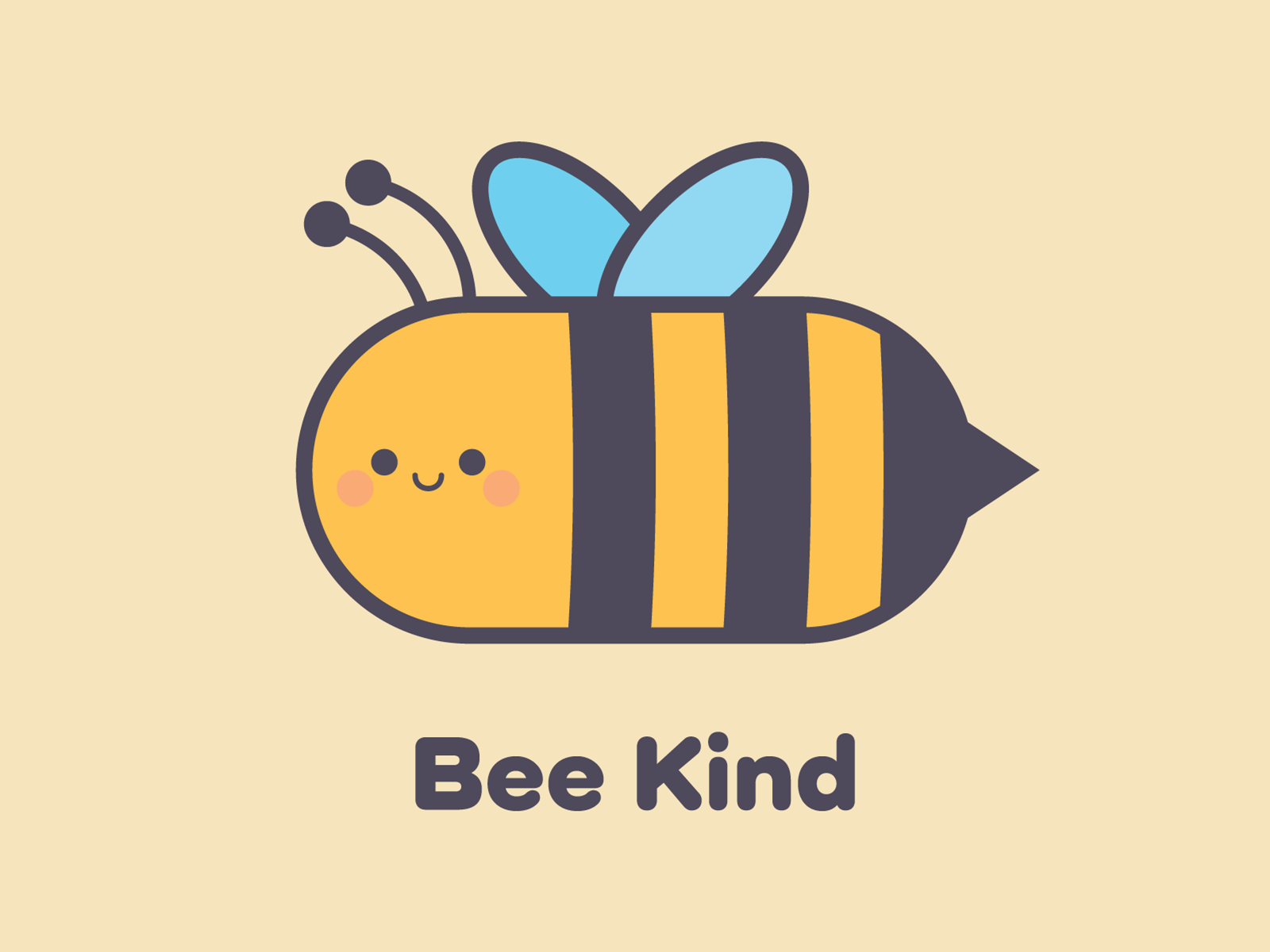 image of a cute bee and text underneath that says "Bee Kind"