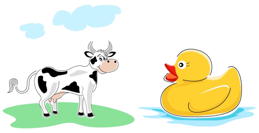 clipart of a duck and cow
