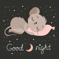 sleeping mouse with the words good night