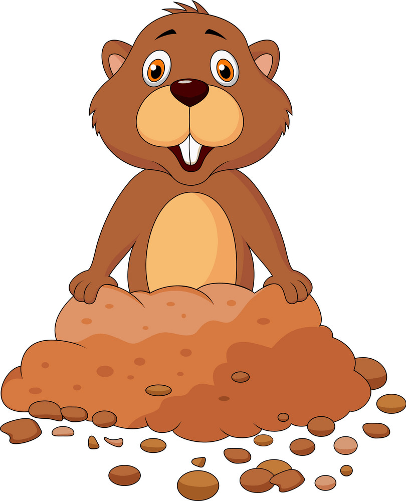 clipart of groundhog popping out of hole