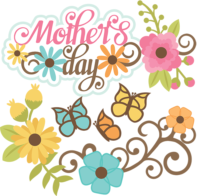 Mothers Day with flowers, vines and butterflies