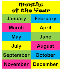 Multicolored list of the 12 months
