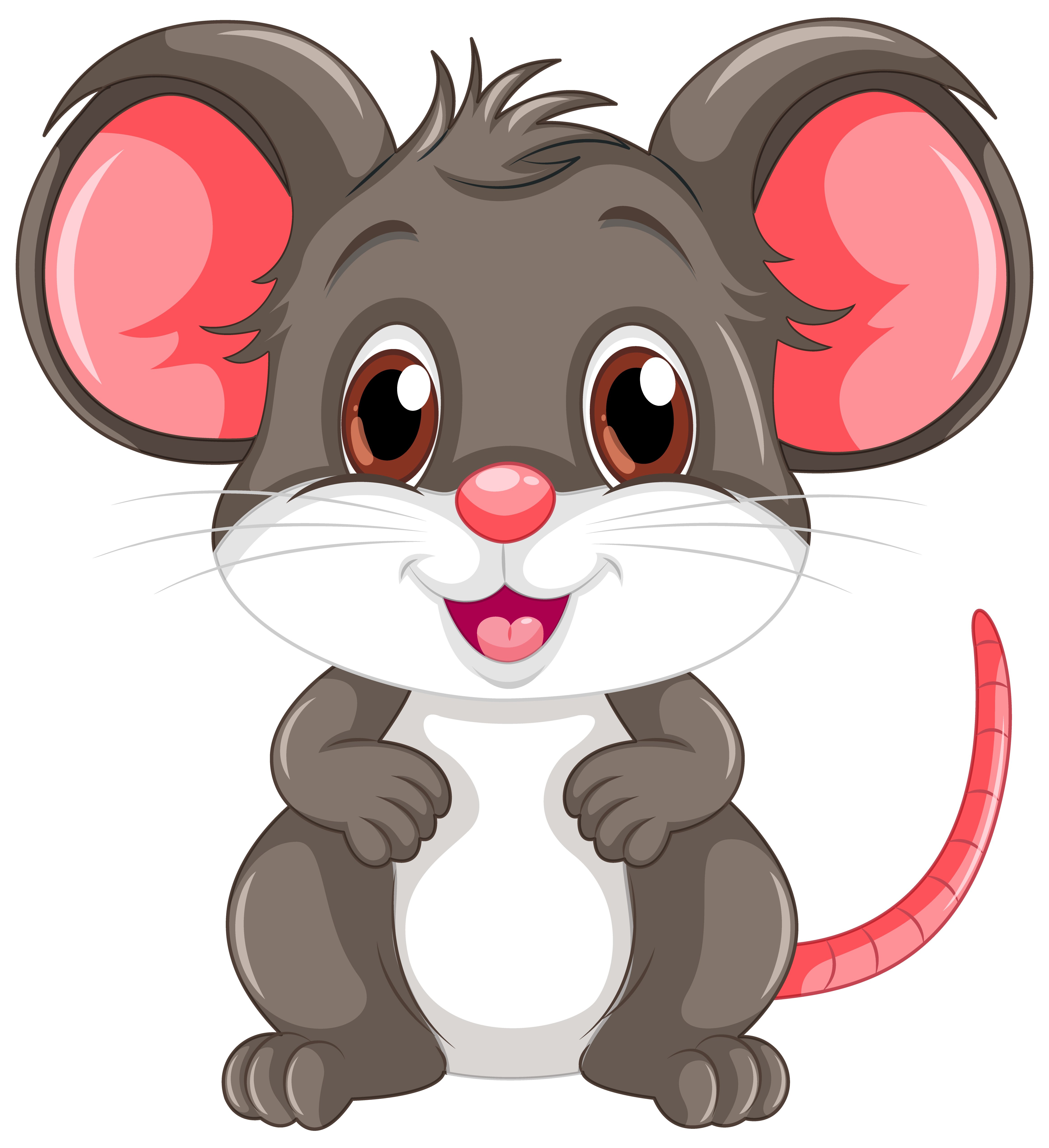 cute clipart of a gray smiling mouse