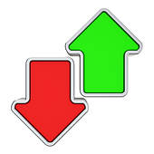 a green arrow pointed up and a red arrow pointed down
