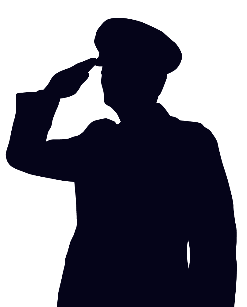 silhouette of a soldier saluting