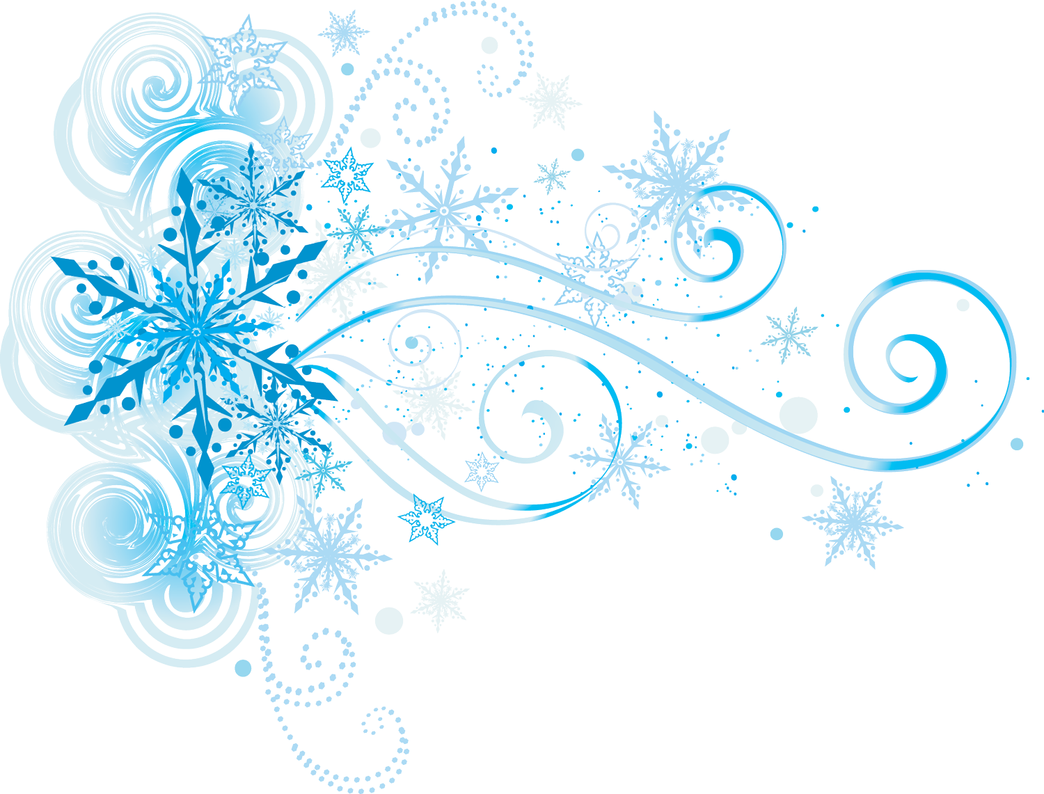 blue snowflakes with blue swirls