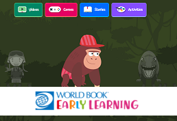 World Book Early Learning with gorilla wearing a red hat and shorts