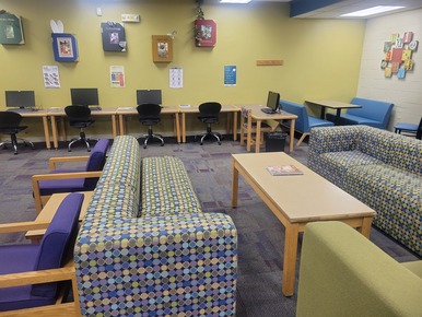 Teen Area with couch and computers